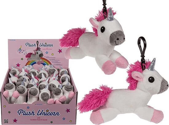 Unicorn Sleutelhanger - Pluche - met Geluid, 4029811381708 van Vedes te koop bij Speldorado !