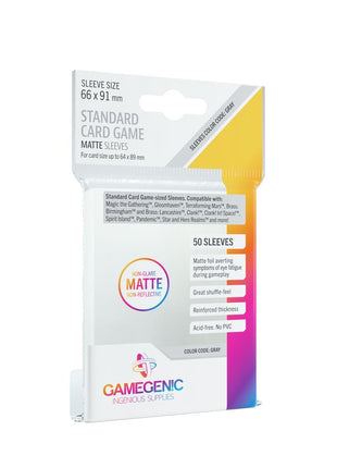 Sleeves Matte Board Game - Grey 66x91mm (50) - Sleeves - Kaartspel accessoires,bordspel accessoires