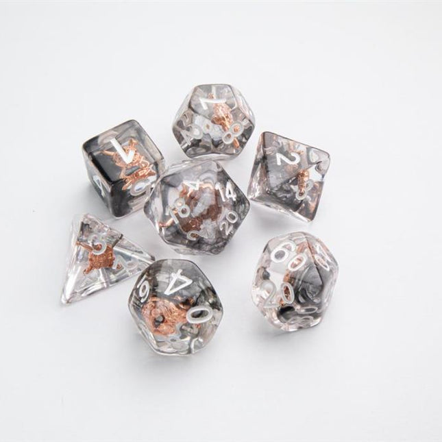 Dice Embraced Shield & Weapons RPG Dice set 7pcs