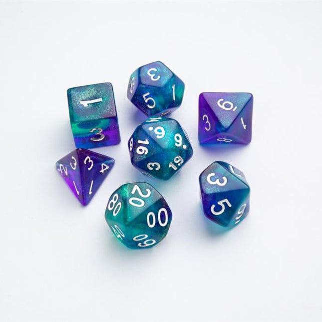 Dice Glow Series Icy Crumbs RPG Dice Set 7pcs