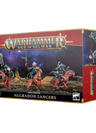 Dit is een afbeelding van het miniatuur Aggradon Lancers - Seraphon voor het spel Warhammer, te koop bij Tabletop Miniature Wargames spellenwinkel Speldorado in delft