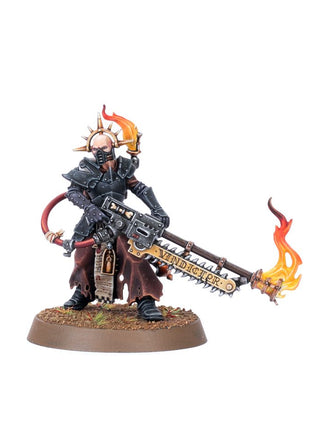 Dit is een afbeelding van het miniatuur A/Sministorum Priest With Vindictor - Imperial Forces voor het spel Warhammer, te koop bij Tabletop Miniature Wargames spellenwinkel Speldorado in delft