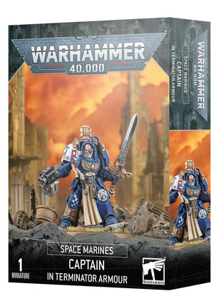 Dit is een afbeelding van het miniatuur Captain In Terminator Armour - Space Marines voor het spel Warhammer, te koop bij Tabletop Miniature Wargames spellenwinkel Speldorado in delft