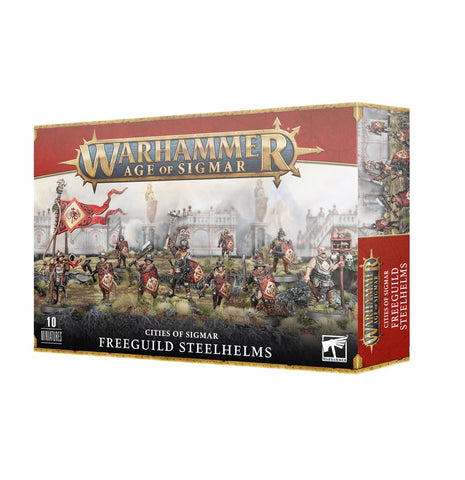 Dit is een afbeelding van het miniatuur Freeguild Steelhelms - Cities of Sigmar voor het spel Warhammer, te koop bij Tabletop Miniature Wargames spellenwinkel Speldorado in delft