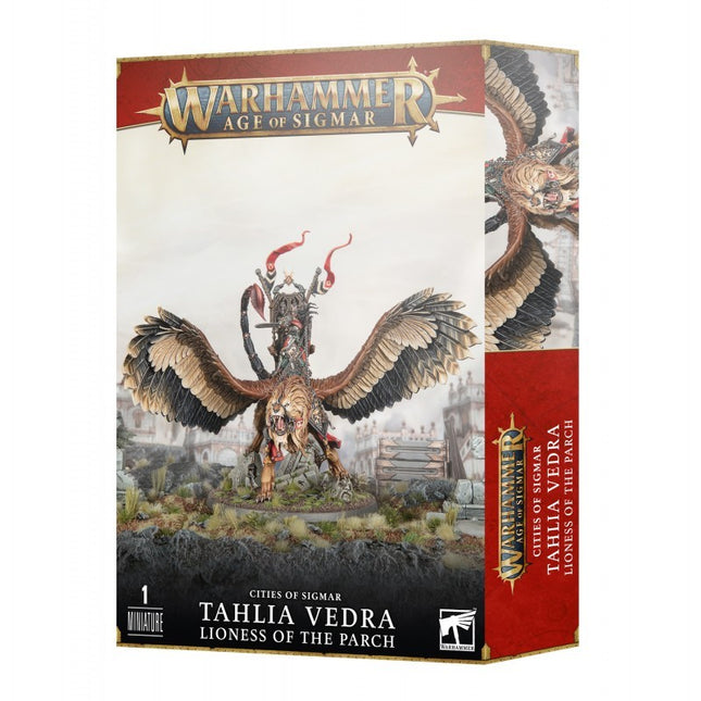 Dit is een foto van het spel Tahlia Vedra Lioness Of The Parch - Cities of Sigmar te koop bij Speldorado Spellenwinkel Delft