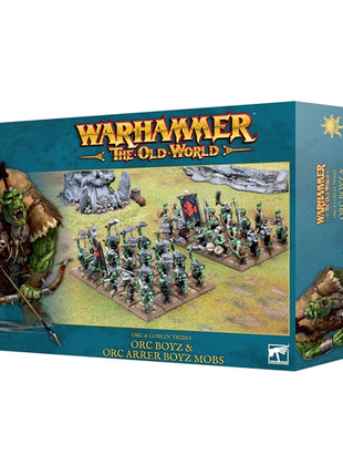 Dit is een afbeelding van het miniatuur Boyz & Orc Arrer Boyz Mobs - Orc & Goblin Tribes voor het spel Warhammer, te koop bij Tabletop Miniature Wargames spellenwinkel Speldorado in delft