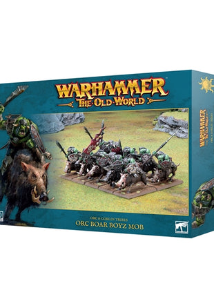 Dit is een afbeelding van het miniatuur Orc Boar Boyz Mob - Orc & Goblin Tribes voor het spel Warhammer, te koop bij Tabletop Miniature Wargames spellenwinkel Speldorado in delft