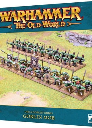 Dit is een afbeelding van het miniatuur Goblin Mob - Orc & Goblin Tribes voor het spel Warhammer, te koop bij Tabletop Miniature Wargames spellenwinkel Speldorado in delft