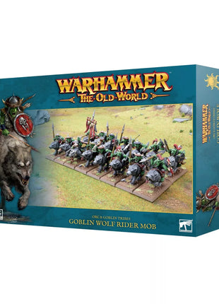 Dit is een afbeelding van het miniatuur Goblin Wolf Rider Mob - Orc & Goblin Tribes voor het spel Warhammer, te koop bij Tabletop Miniature Wargames spellenwinkel Speldorado in delft