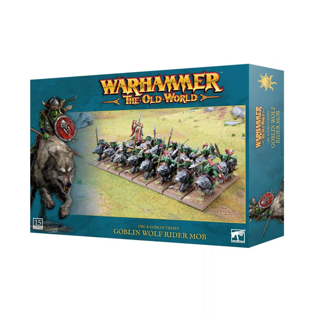 Dit is een foto van het spel Goblin Wolf Rider Mob - Orc & Goblin Tribes te koop bij Speldorado Spellenwinkel Delft