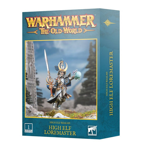 Dit is een afbeelding van het miniatuur High elf loremaster high elf realms voor het spel Warhammer, te koop bij Tabletop Miniature Wargames spellenwinkel Speldorado in delft
