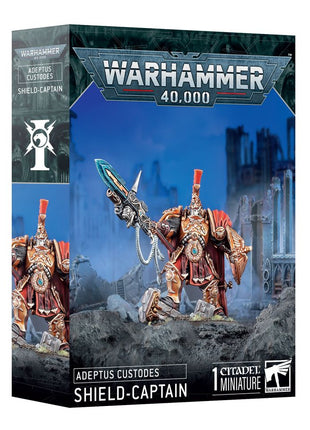 Dit is een afbeelding van het miniatuur Shield Captain - Adeptus Custodes voor het spel Warhammer, te koop bij Tabletop Miniature Wargames spellenwinkel Speldorado in delft