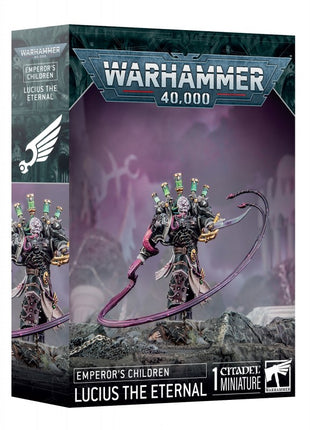 Dit is een afbeelding van het miniatuur lucius the eternal - Emperor's Children voor het spel Warhammer, te koop bij Tabletop Miniature Wargames spellenwinkel Speldorado in delft