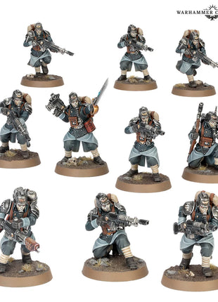 Dit is een afbeelding van het miniatuur a/militarum: death korps of krieg voor het spel Warhammer, te koop bij Tabletop Miniature Wargames spellenwinkel Speldorado in delft