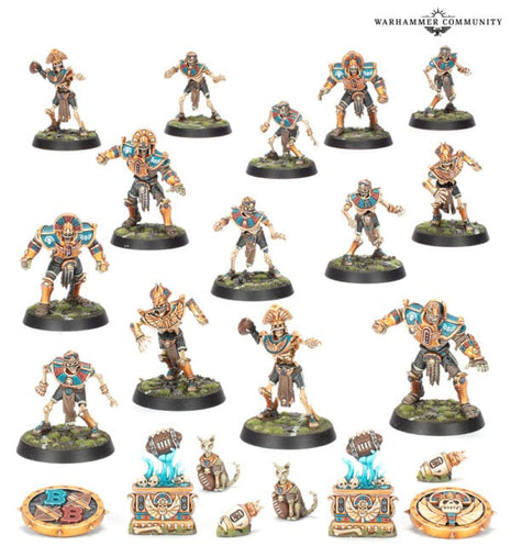 Dit is een afbeelding van het miniatuur Tomb Kings Team - Blood Bowl voor het spel Warhammer, te koop bij Tabletop Miniature Wargames spellenwinkel Speldorado in delft