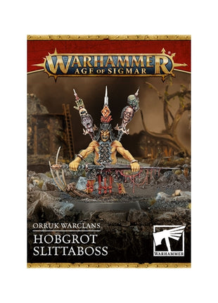 Dit is een afbeelding van het miniatuur hobgrot slittaboss -orruk warclans voor het spel Warhammer, te koop bij Tabletop Miniature Wargames spellenwinkel Speldorado in delft