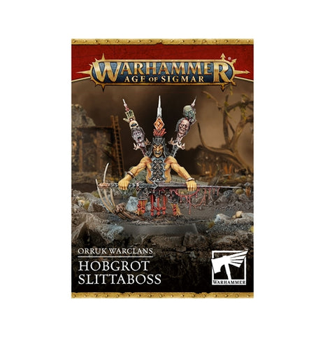 Dit is een afbeelding van het miniatuur hobgrot slittaboss -orruk warclans voor het spel Warhammer, te koop bij Tabletop Miniature Wargames spellenwinkel Speldorado in delft