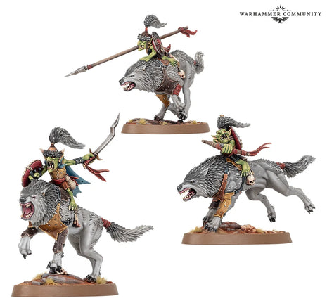 Dit is een afbeelding van het miniatuur snarlboss & wolfgit retinue - gloomspite gitz voor het spel Warhammer, te koop bij Tabletop Miniature Wargames spellenwinkel Speldorado in delft
