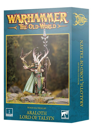 Dit is een afbeelding van het miniatuur Araloth lord of talsyn -wood elf realms voor het spel Warhammer, te koop bij Tabletop Miniature Wargames spellenwinkel Speldorado in delft