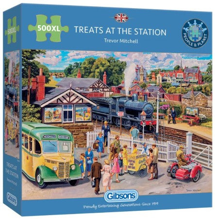 Dit is een foto van het spel Treats at the Station - 500 xxl te koop bij Speldorado Spellenwinkel Delft