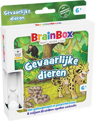 Dit is een foto van het spel Brainbox Pocket Gevaarlijke dieren te koop bij Speldorado Spellenwinkel Delft