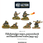 Dit is een foto van het spel Fallschirmjager sniper, panzerschreck and flamethrower teams (1943-45) - En - Bolt Action te koop bij Speldorado Spellenwinkel Delft