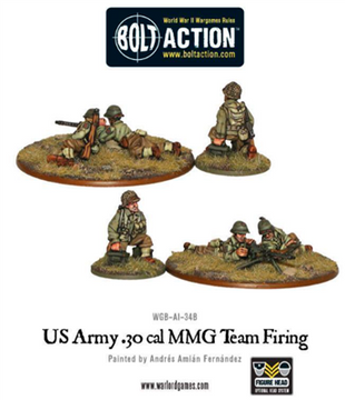 US Army 30 Cal MMG Team Firing voor Bolt Action - amerikanen infantry schaal 1:58 miniatuur