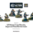 Dit is een foto van het spel USMC BAZOOKA, SNIPER AND FLAMETHROWER TEAMS -  Bolt Action te koop bij Speldorado Spellenwinkel Delft