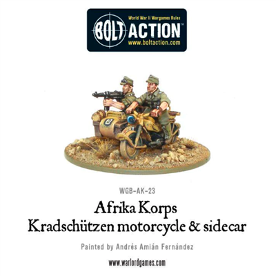 Dit is een foto van het spel Afrika Korps Kradschutzen Motorcycle & Sidecar te koop bij Speldorado Spellenwinkel Delft