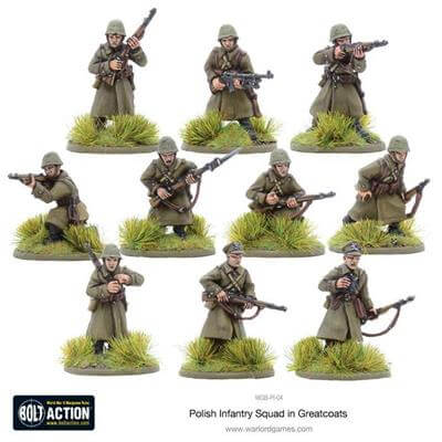 Polish Infantry Squad in Greatcoats voor Bolt Action - polen infantry schaal 1:58 miniatuur