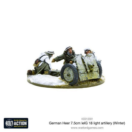 German Heer (Winter) 7.5cm leIG 18 Light Artillery voor Bolt Action - duitsers artillery schaal 1:58 miniatuur