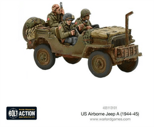 US Airborne Jeep (1944-45) voor Bolt Action - duitsers vehicle schaal 1:58 miniatuur
