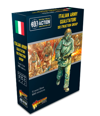 Dit is een foto van het spel Italian army guastatori destruction group -  Bolt Action te koop bij Speldorado Spellenwinkel Delft