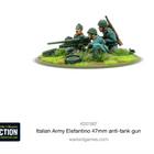 Dit is een foto van het spel Italian army elefantino 47mm anti-tank gun -  Bolt Action te koop bij Speldorado Spellenwinkel Delft