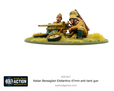 Dit is een foto van het spel Italian Bersaglieri Elefantino 47mm AT Gun te koop bij Speldorado Spellenwinkel Delft