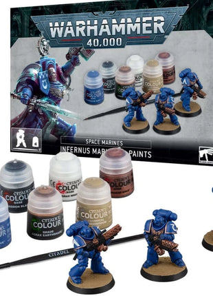 Dit is een afbeelding van het miniatuur Infer S/M + Paints Eng/Spa/Port/Latv/Rom - Space Marines voor het spel Warhammer, te koop bij Tabletop Miniature Wargames spellenwinkel Speldorado in delft