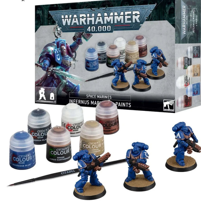 Dit is een foto van het spel Infer S/M + Paints Eng/Spa/Port/Latv/Rom - Space Marines te koop bij Speldorado Spellenwinkel Delft