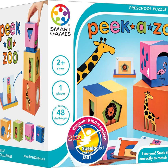 Dit is een foto van het spel Peek-A-Zoo - Preschool - Smart games te koop bij Speldorado Spellenwinkel Delft