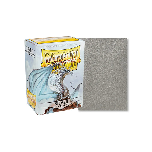 Dit is een foto van het spel Sleeves Matte - Silver (100ct) - Dragon Shield te koop bij Speldorado Spellenwinkel Delft