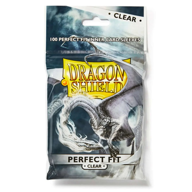 Dit is een foto van het spel Sleeves Fit - Clear/Clear (100ct) - Dragon Shield te koop bij Speldorado Spellenwinkel Delft