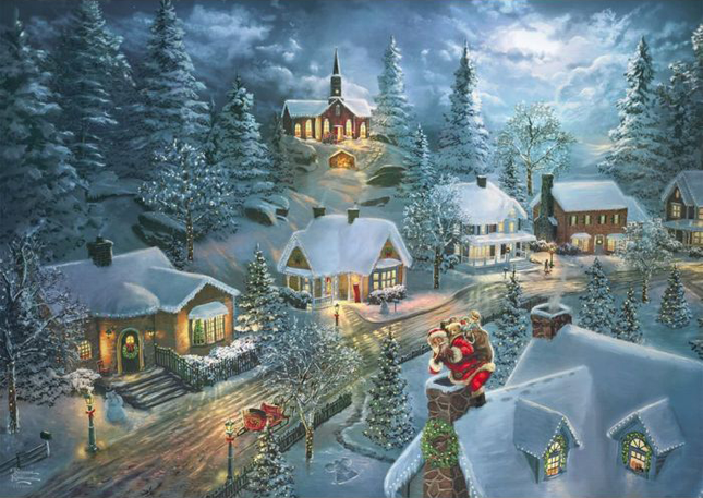 Santa's Silent night Thomas Kinkade