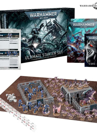 Dit is een afbeelding van het miniatuur Warhammer 40000 Ultimate Starter Set En voor het spel Warhammer, te koop bij Tabletop Miniature Wargames spellenwinkel Speldorado in delft