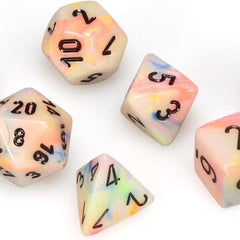 Festive Mini-Polyhedral Circus/black Dobbelsteen Set (7-Die Set) voor Dungeons and Dragons  - Chessex dobbelstenen setje