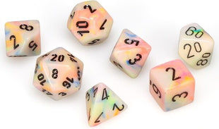 Festive Mini-Polyhedral Circus/black Dobbelsteen Set (7-Die Set) voor Dungeons and Dragons  - Chessex dobbelstenen setje