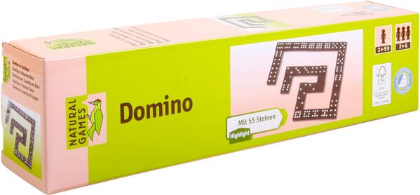 Dit is een foto van het spel Domino In Houten Doos, 55 Stenen - Natural games te koop bij Speldorado Spellenwinkel Delft