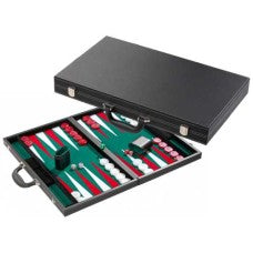 Backgammon  Backgammonkoffer zwart/groen - Vilt - uitvoering