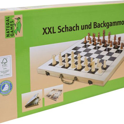 Dit is een foto van het spel Grote Schaak en Backgammon - Natural Games te koop bij Speldorado Spellenwinkel Delft