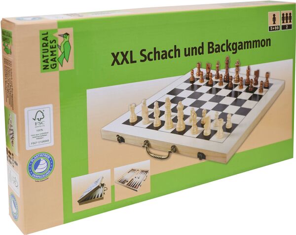 Dit is een foto van het spel Grote Schaak en Backgammon - Natural Games te koop bij Speldorado Spellenwinkel Delft