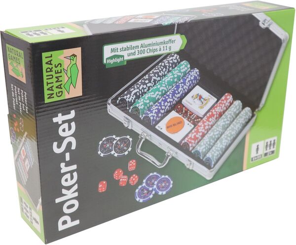 Dit is een foto van het spel Poker koffer met 300 chips - Natural Games te koop bij Speldorado Spellenwinkel Delft