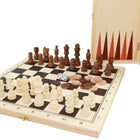 Dit is een foto van het spel Engelhart Games -Schaak/backgammon opklapbaar - hoogte koning 60 mm te koop bij Speldorado Spellenwinkel Delft
